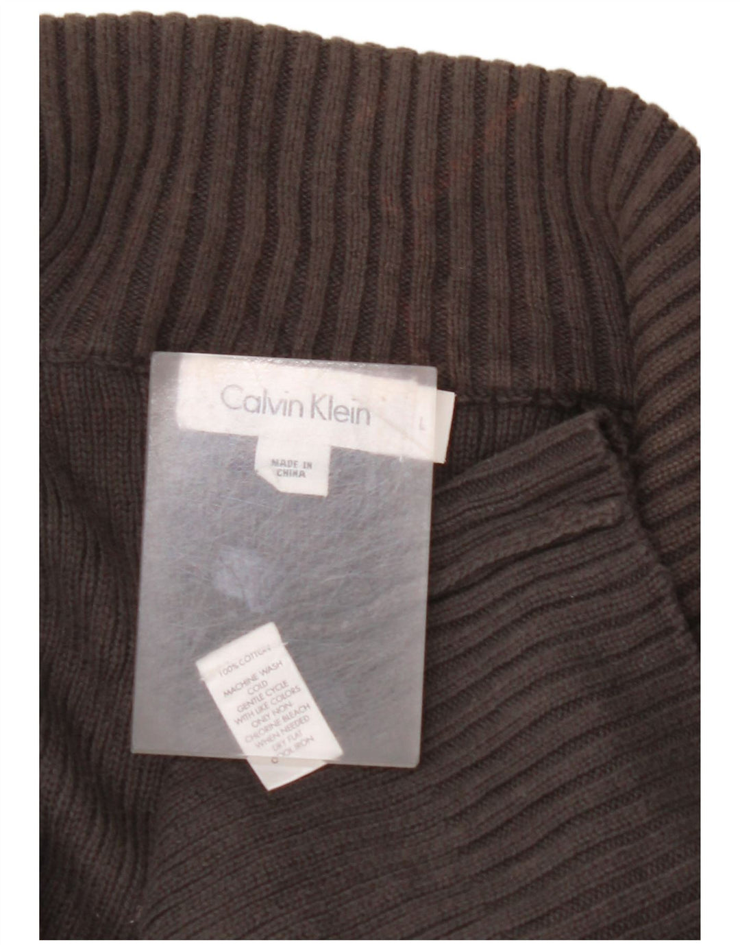 Suéter masculino CALVIN KLEIN com zíper e gola grande de algodão cinza