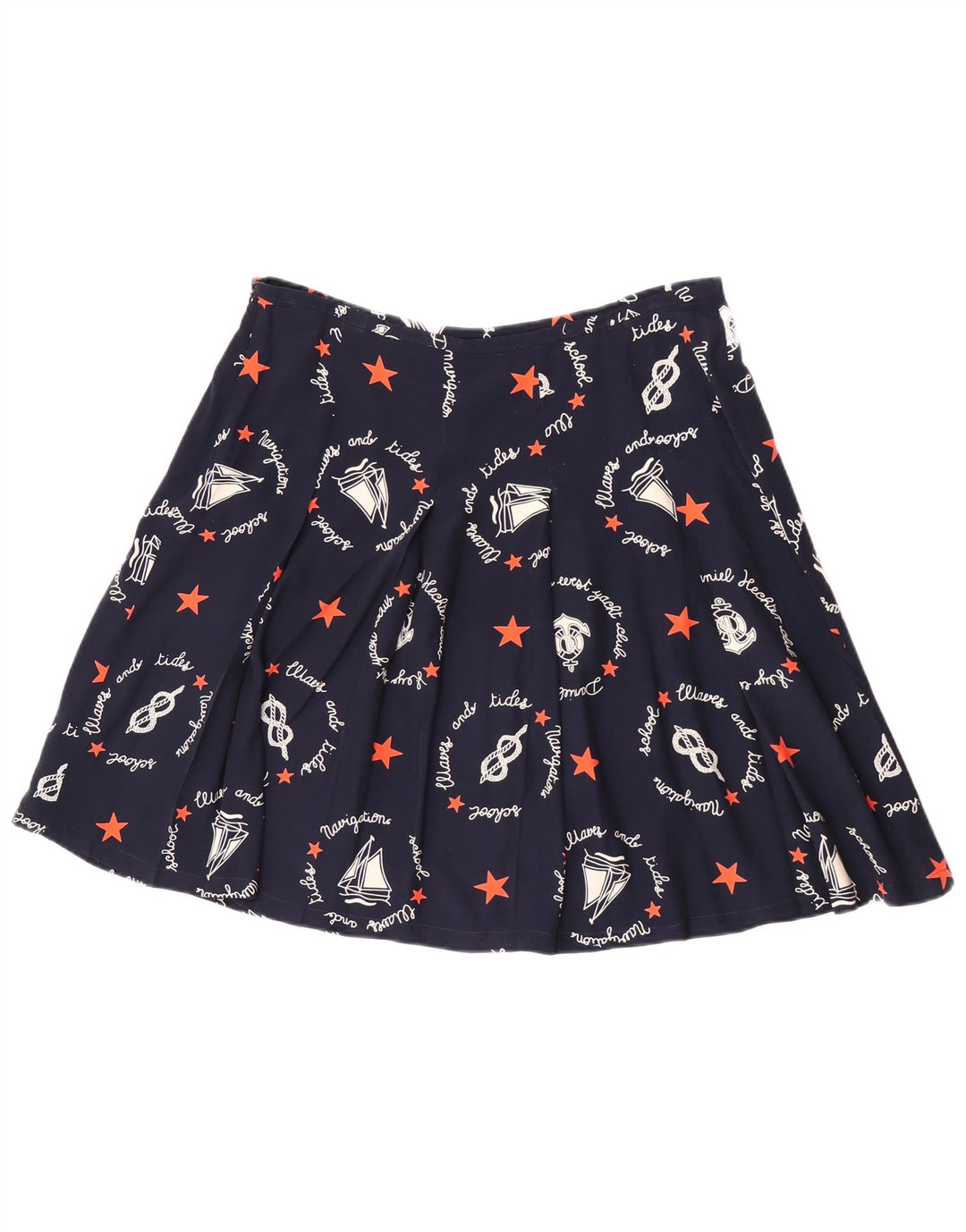 Saia feminina vintage gráfica linha A W30 médio azul marinho geométrico