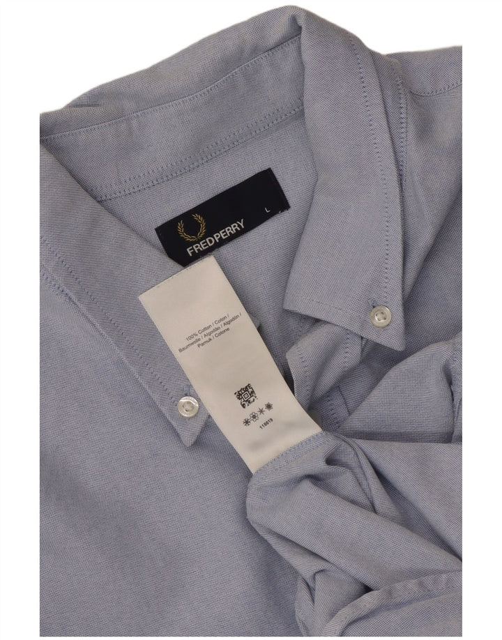 Camisa masculina Fred Perry grande algodão azul