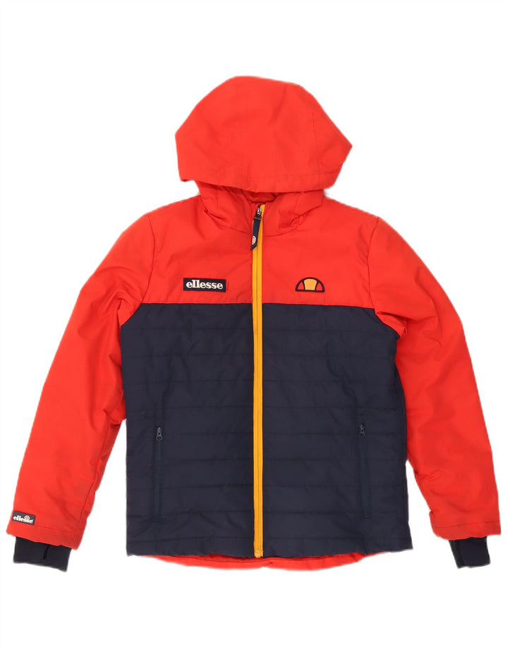 Jaqueta acolchoada com capuz Ellesse Boys 10-11 anos poliéster colorblock vermelho