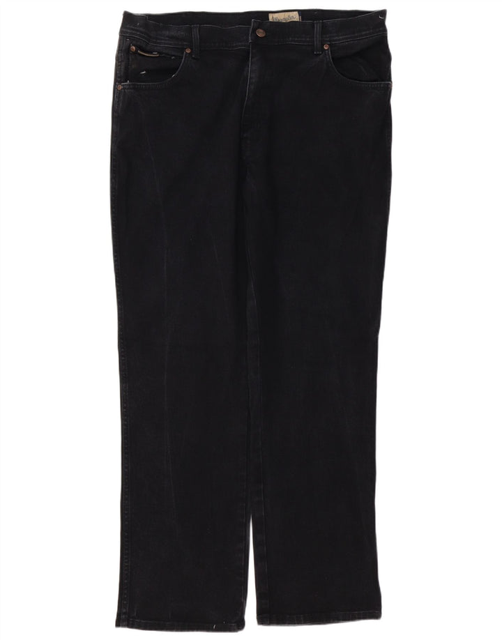 WRANGLER Masculino Texas Straight Jeans W38 L32 Algodão Preto