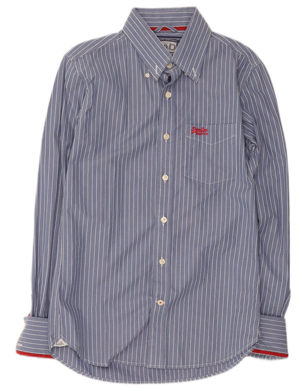 Camisa masculina Superdry algodão listrado azul médio