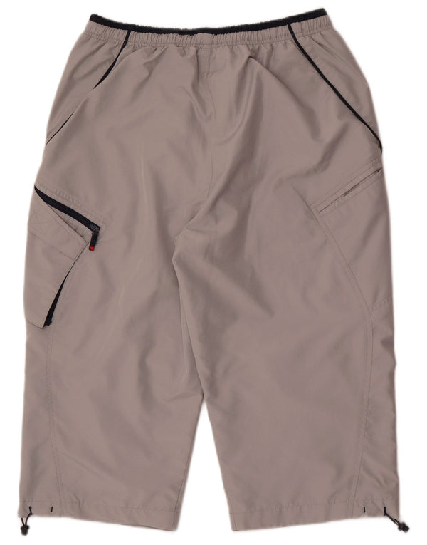 Shorts esportivos masculinos Reebok Bermuda grande poliéster cinza