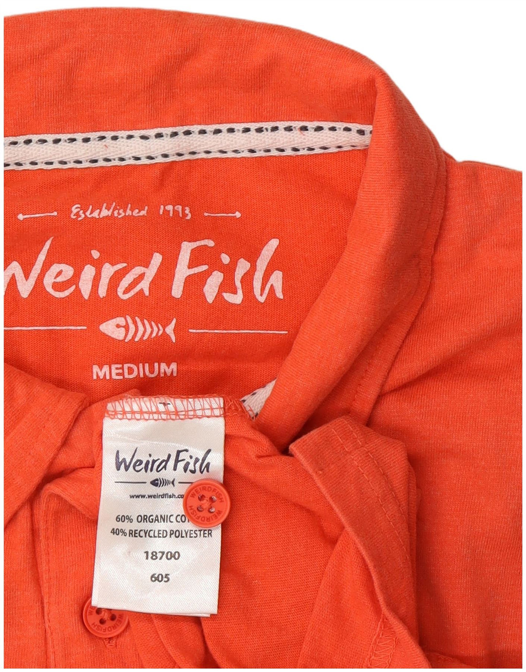 Camisa polo masculina Weird Fish algodão laranja médio