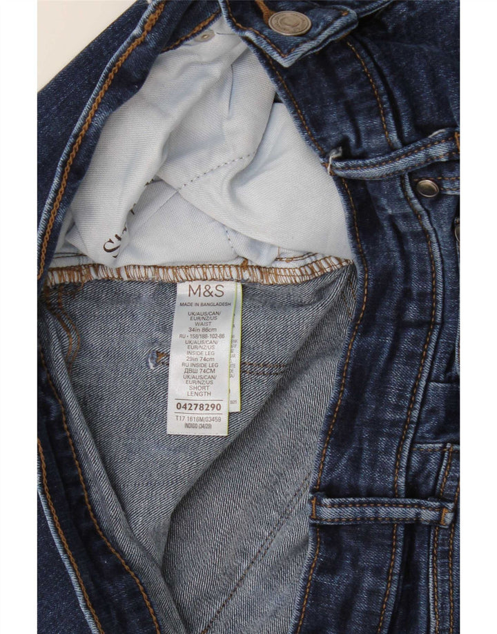 Jeans recortados masculinos Marks & Spencer W34 L26 algodão azul