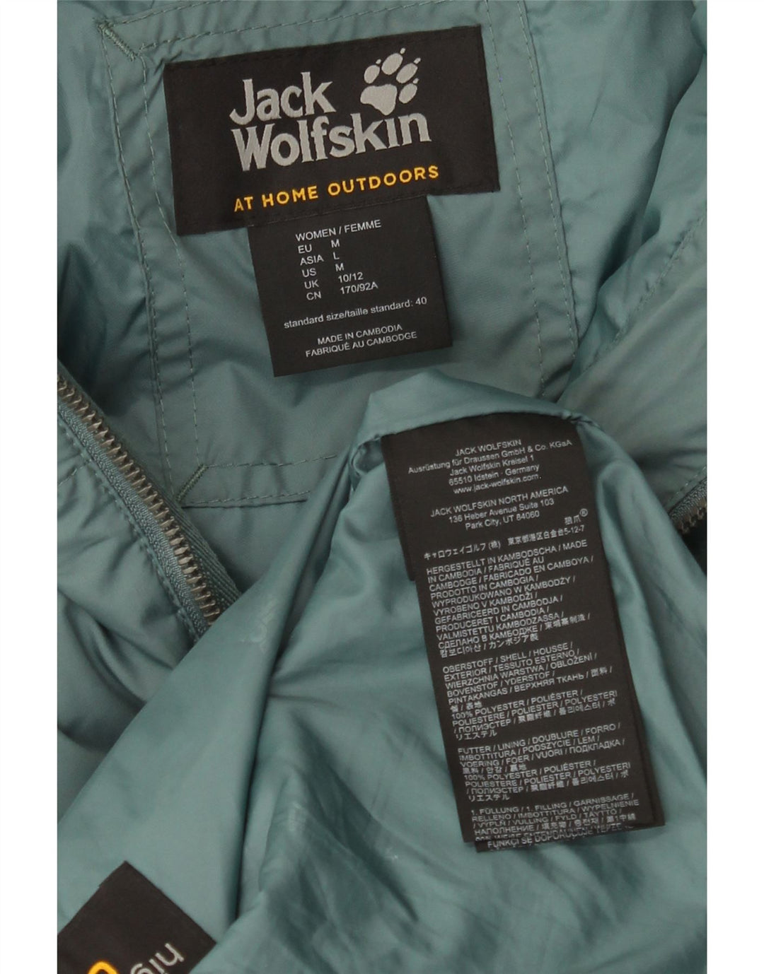 Casaco acolchoado com capuz grande Jack Wolfskin feminino Reino Unido 10/12 verde médio