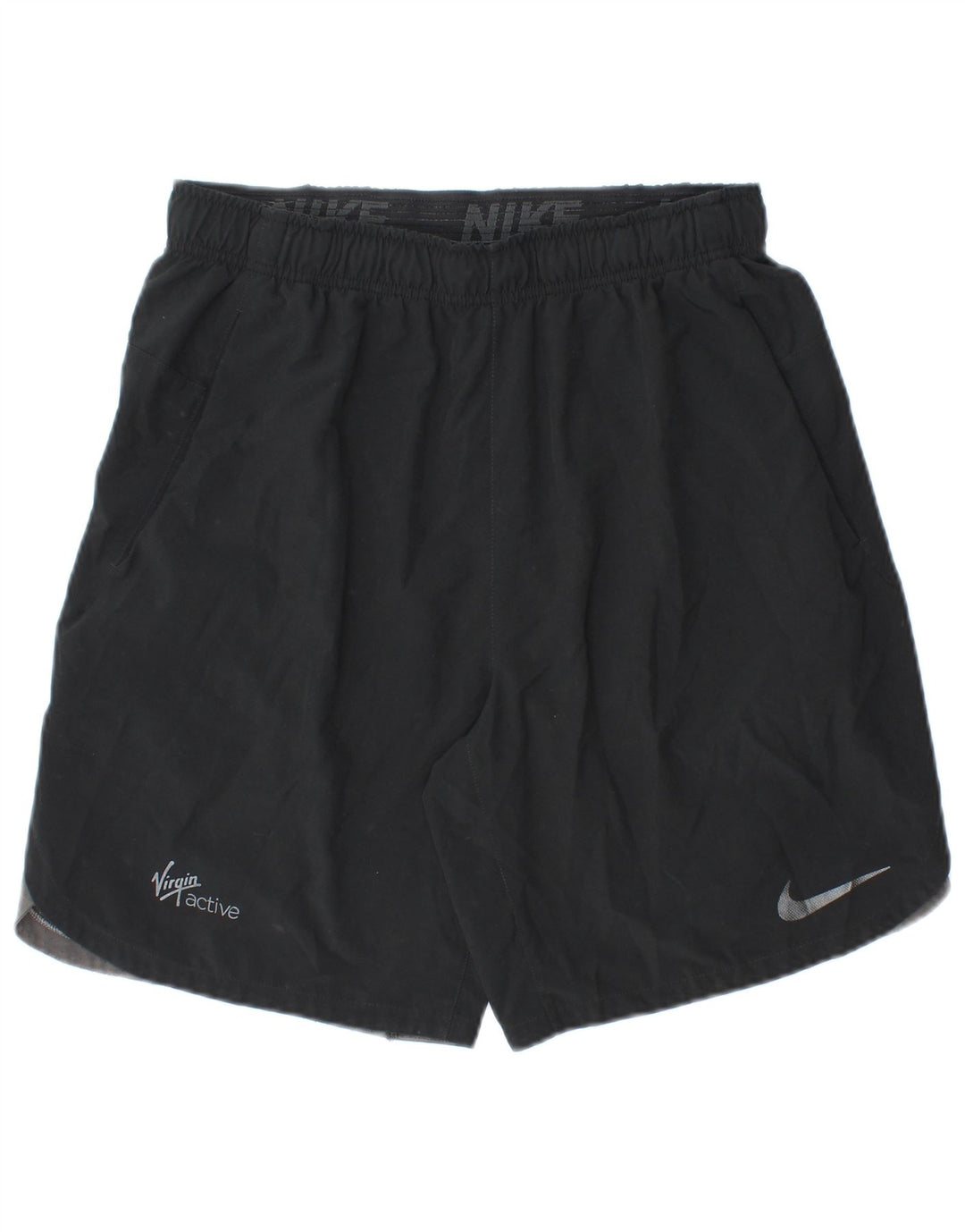 Shorts esportivos masculinos Nike Dri Fit médio preto colorblock poliéster