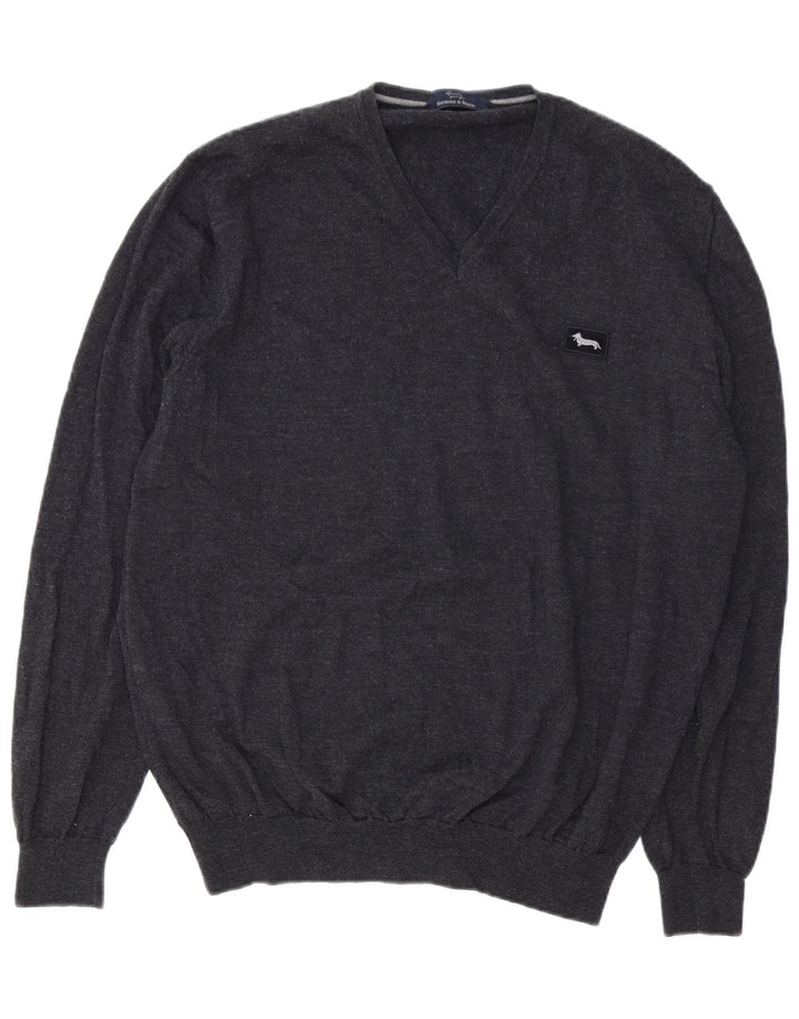 Suéter masculino Harmont & Blaine com decote em V 5XL lã cinza
