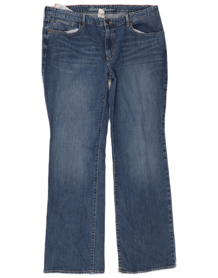 EDDIE BAUER Jeans feminino curvilíneo bootcut EUA 16 2XL W36 L32 algodão azul