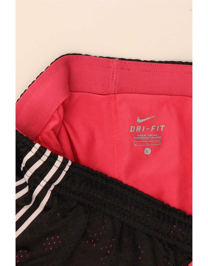 Shorts esportivos femininos Nike Dri Fit UK 14 grande poliéster preto