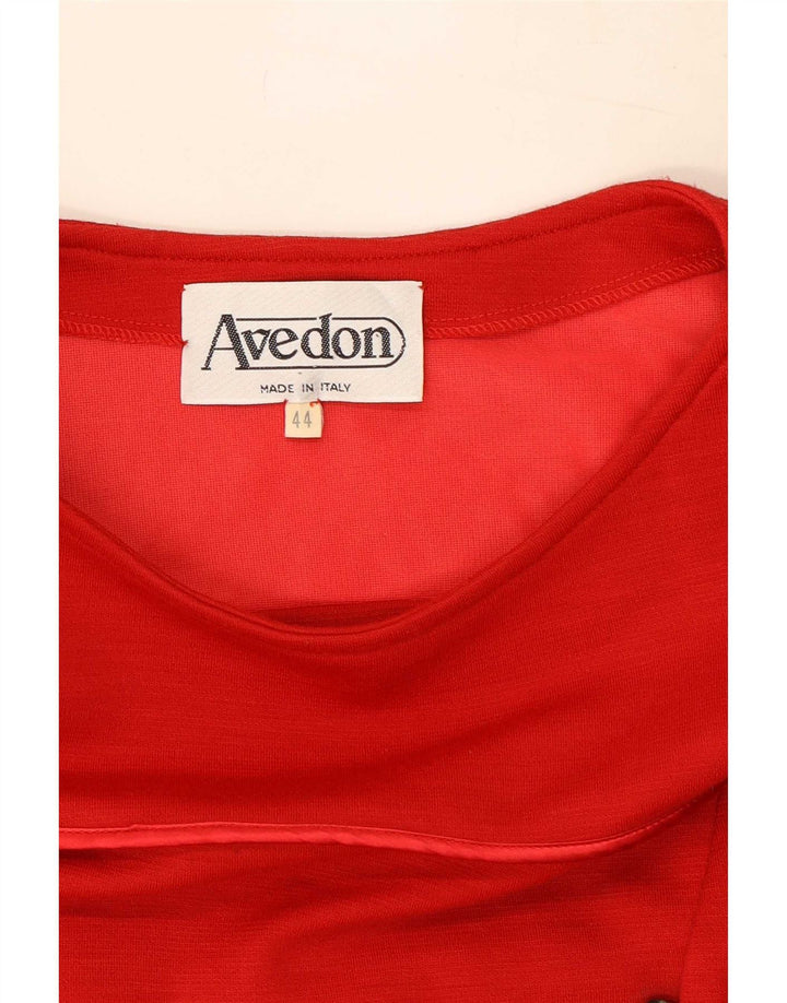 Avedon vestido feminino manga comprida bainha IT 44 lã vermelha média