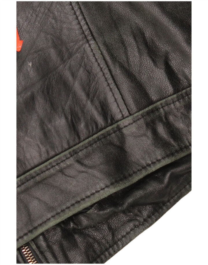 Jaqueta de couro masculina Lavorazione Artigianale IT 48 couro preto médio