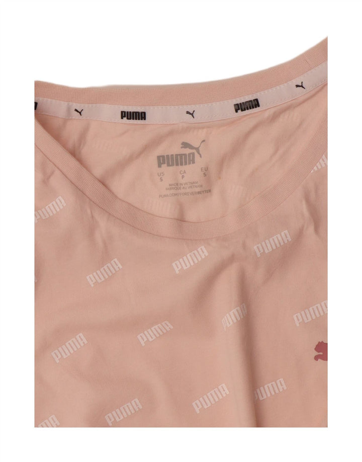Camiseta masculina PUMA com estampa gráfica pequena rosa