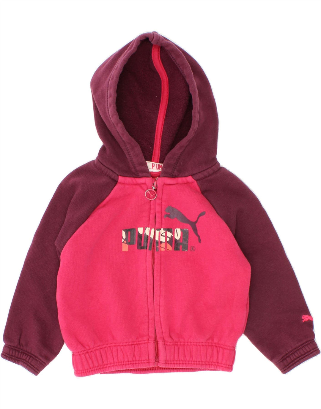 PUMA Baby Girls Graphic Zip Neck Jumper Sweater 3-6 Months Pink Vintage Puma and Second-Hand Puma from Messina Hembry 