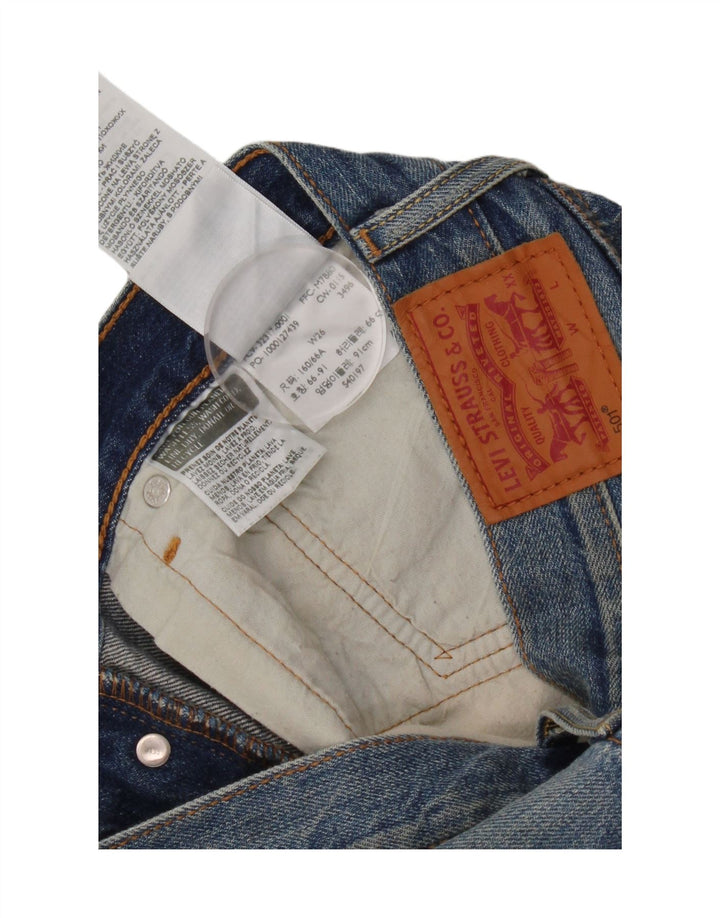 Shorts jeans feminino Levi's 501 desgastado W26 pequeno algodão azul