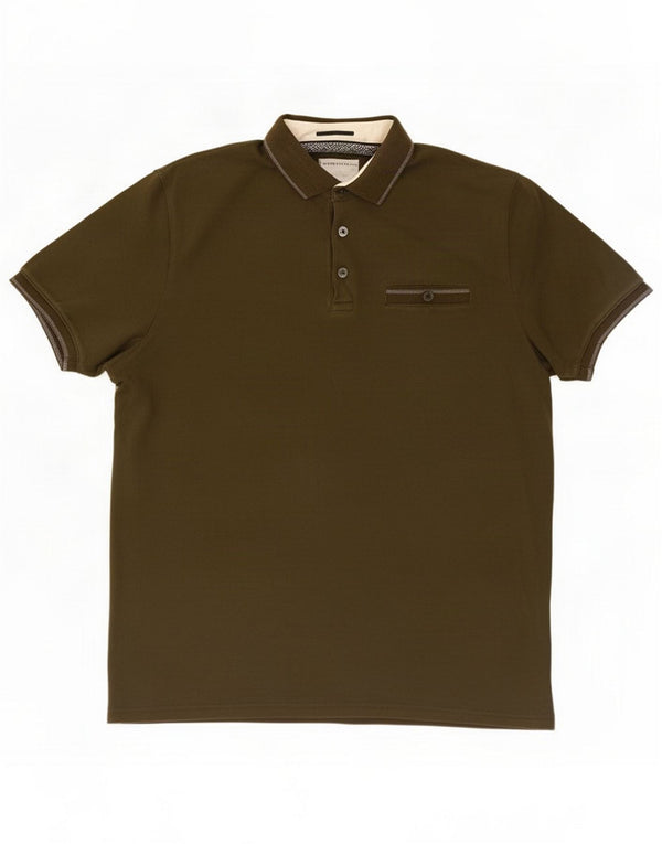 Camisa polo masculina Ted Baker tamanho 4 grande algodão cáqui
