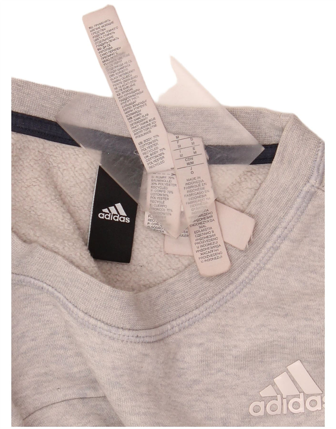 Adidas Mens Moletom Jumper Médio Algodão Cinza