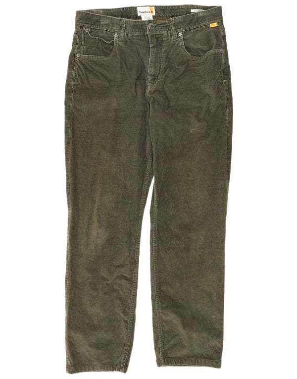 Calça masculina de veludo cotelê Timberland W32 L28 verde algodão
