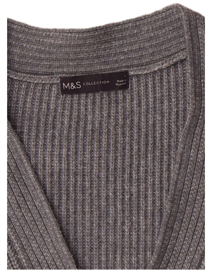 Suéter cardigã feminino grande Marks & Spencer Reino Unido 16 grande cinza