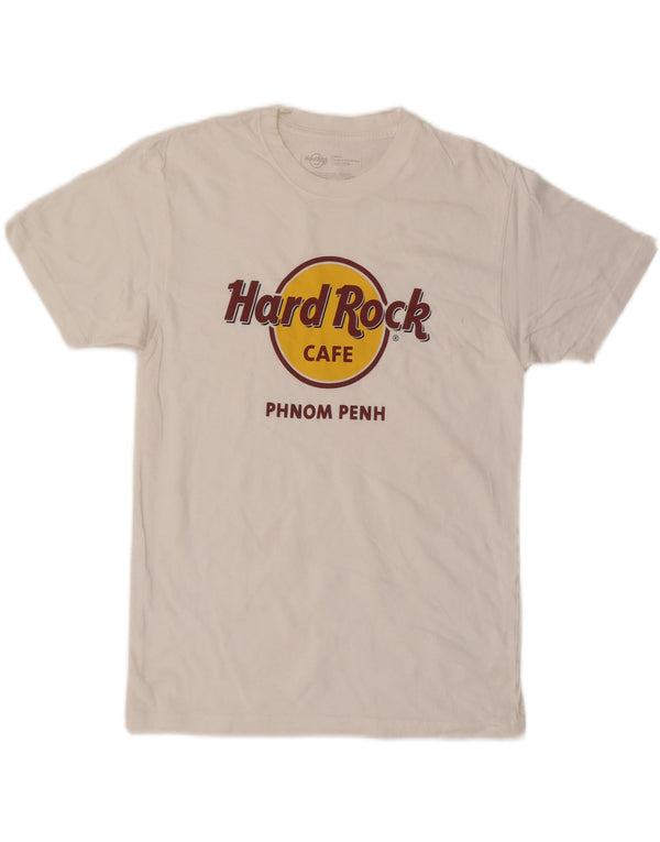 HARD ROCK CAFE Mens Phnom Penh Graphic T-Shirt Top Small White Cotton