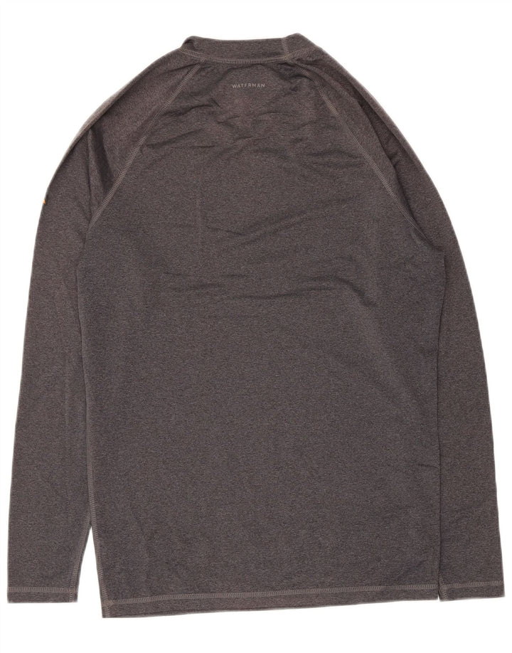Top gráfico masculino Quiksilver manga comprida poliéster cinza grande