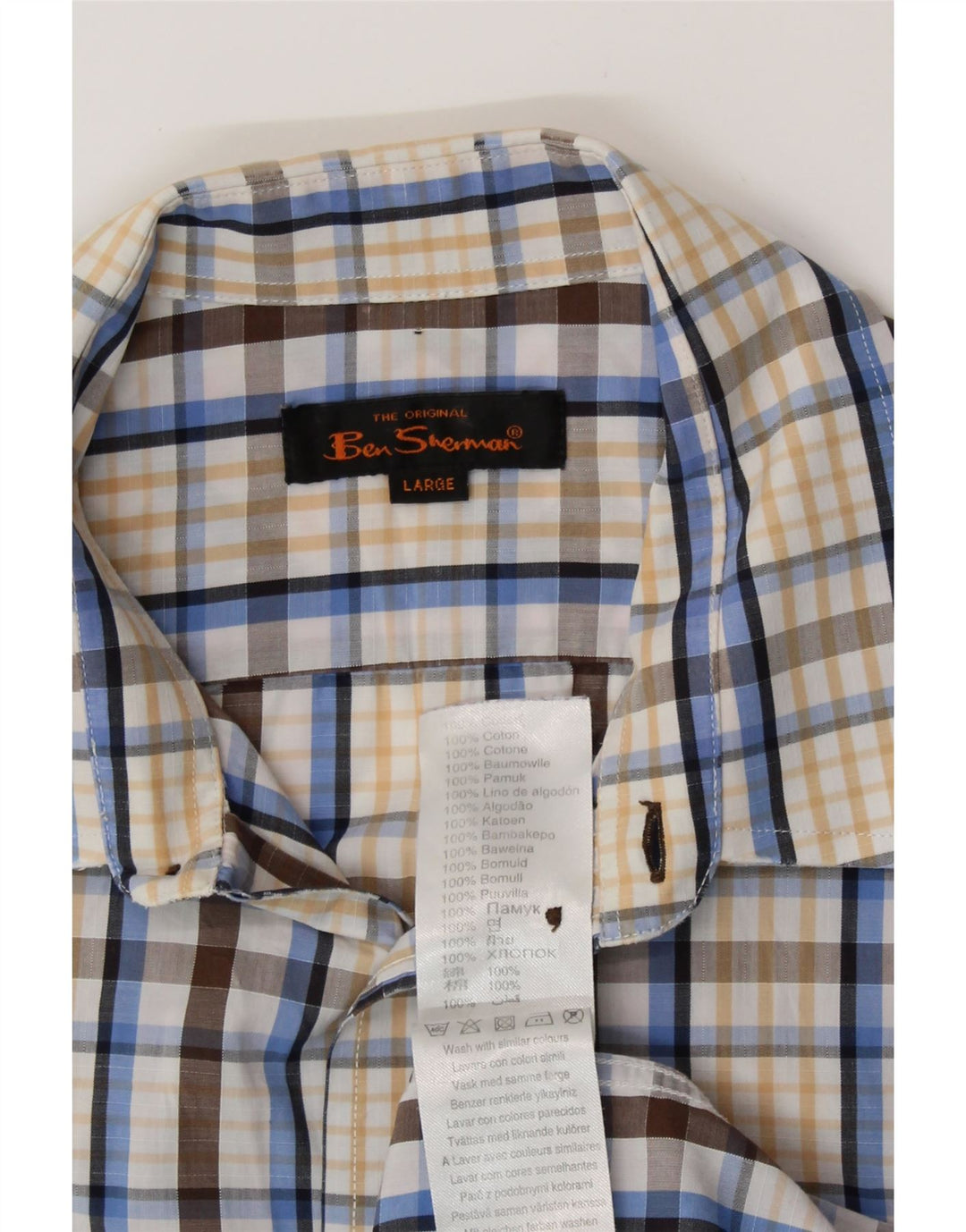 Camisa masculina de manga curta BEN SHERMAN grande algodão xadrez multicolorido