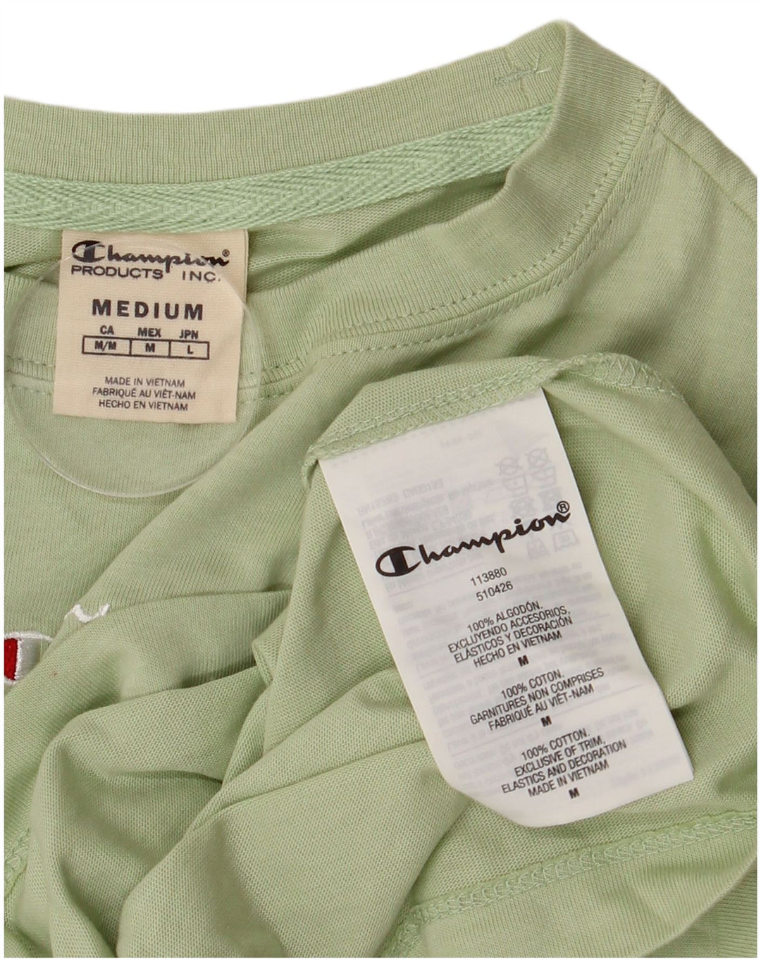 Camiseta feminina Champion Crop Graphic UK 14 algodão verde médio