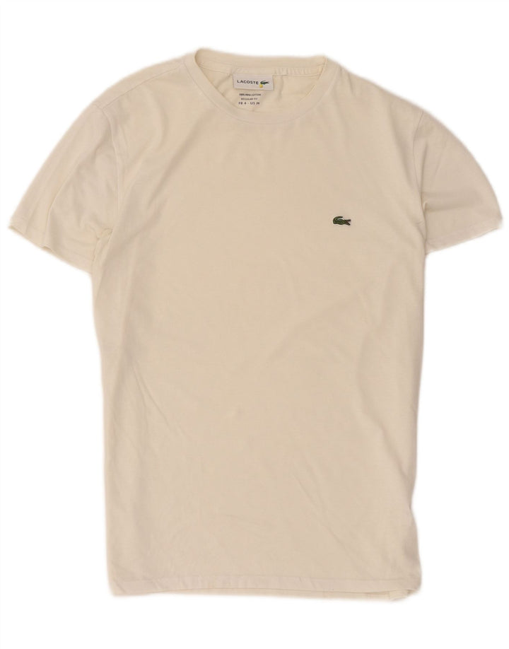 Camiseta feminina Lacoste Regular Fit tamanho 4 médio off white algodão