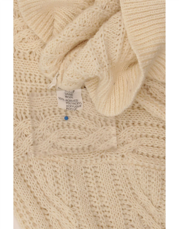 VINTAGE Womens Cardigan Sweater UK 12 Medium Off White Wool