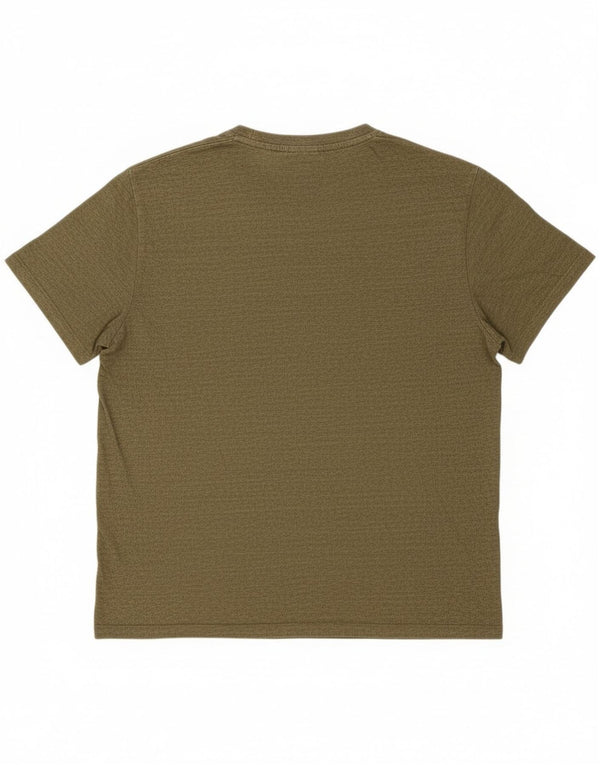 Superdry Mens T-Shirt Top 2XL Khaki Striped Cotton