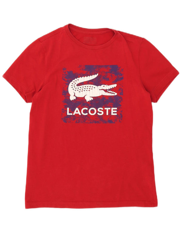 Camiseta gráfica masculina Lacoste tamanho superior 3 pequeno algodão vermelho