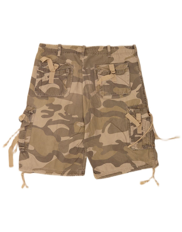 Shorts cargo masculino vintage IT 48 médio W34 algodão camuflado verde