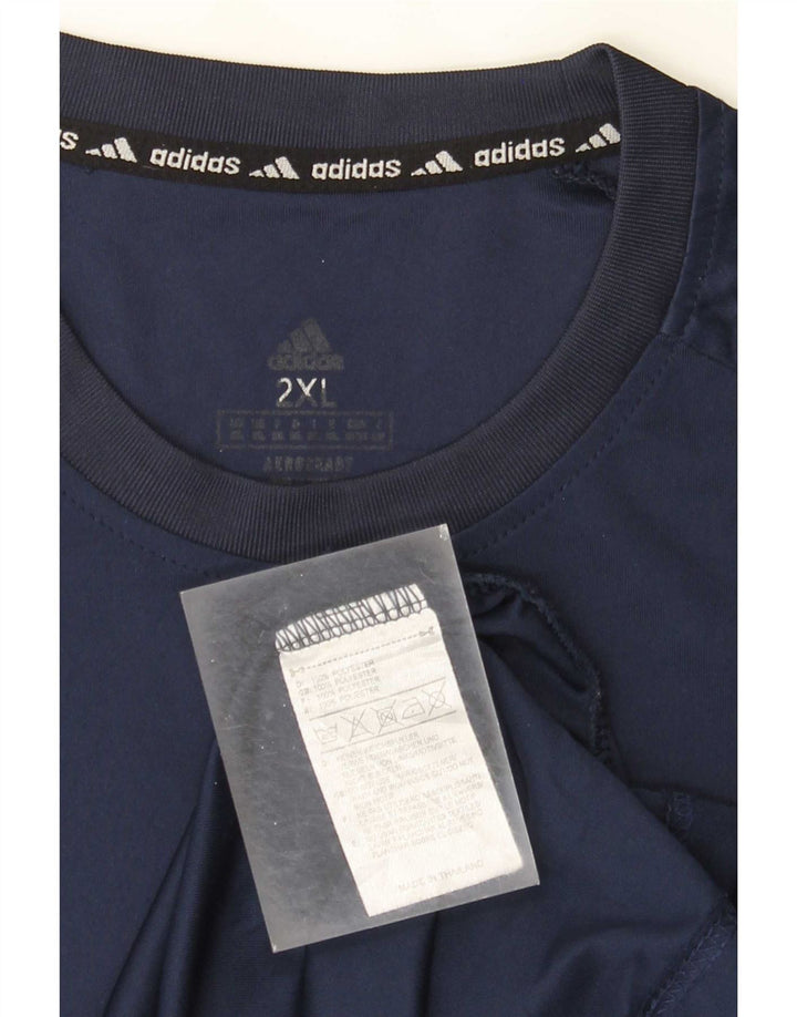 Adidas Mens Aeroready Camiseta Top 2XL Azul Marinho Poliéster