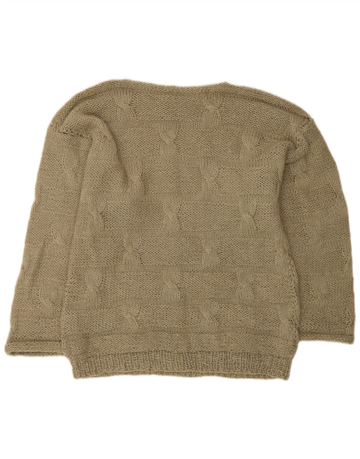 Suéter masculino vintage com gola canoa médio cáqui