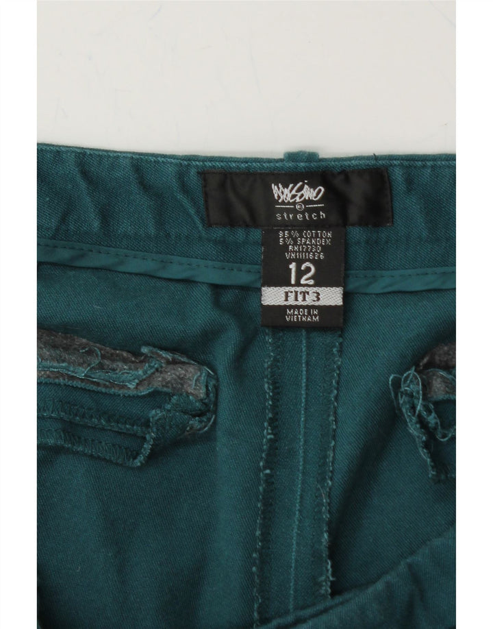 MOSSIMO Womens Slim Suit Trousers US 12 Large W34 L27 Green Cotton Vintage Mossimo and Second-Hand Mossimo from Messina Hembry 