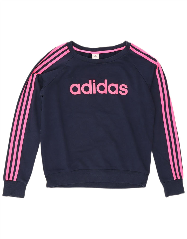 Adidas Feminino Climalite Graphic Moletom Jumper Reino Unido 12/14 Médio Azul Marinho