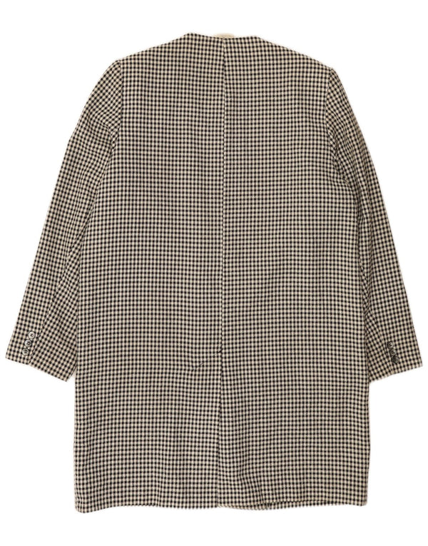 Sobretudo feminino ALEXON solto Reino Unido 12 poliéster preto médio Houndstooth