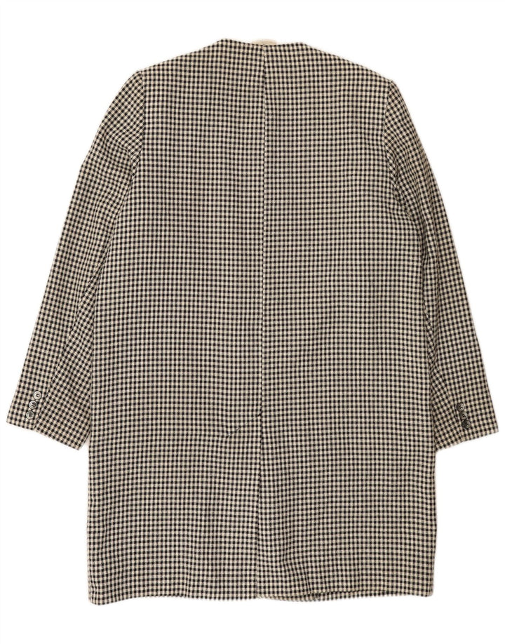 Sobretudo feminino ALEXON solto Reino Unido 12 poliéster preto médio Houndstooth