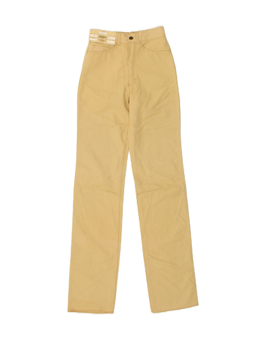 YUMA Womens Straight Casual Trousers  W24 L36 Beige Cotton Vintage Yuma and Second-Hand Yuma from Messina Hembry 