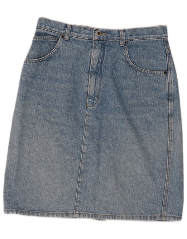 Saia jeans feminina vintage W31 algodão azul médio