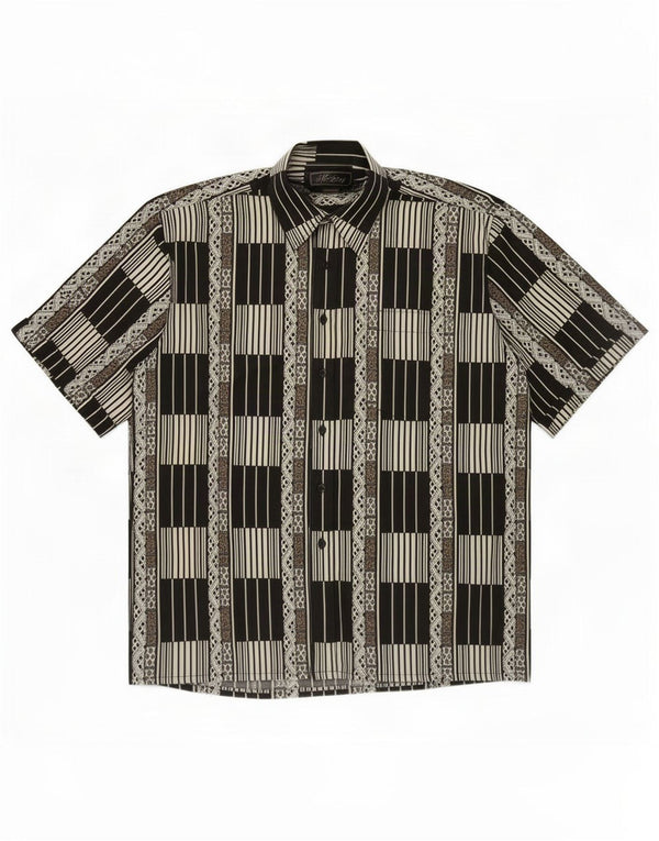 Camisa masculina de manga curta Mustang grande preta geométrica