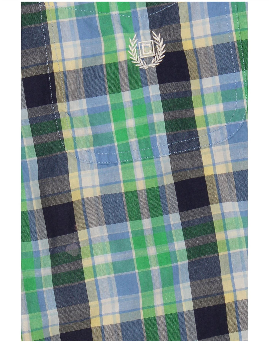 Camisa masculina de manga curta Chaps Easy Care de algodão xadrez verde grande