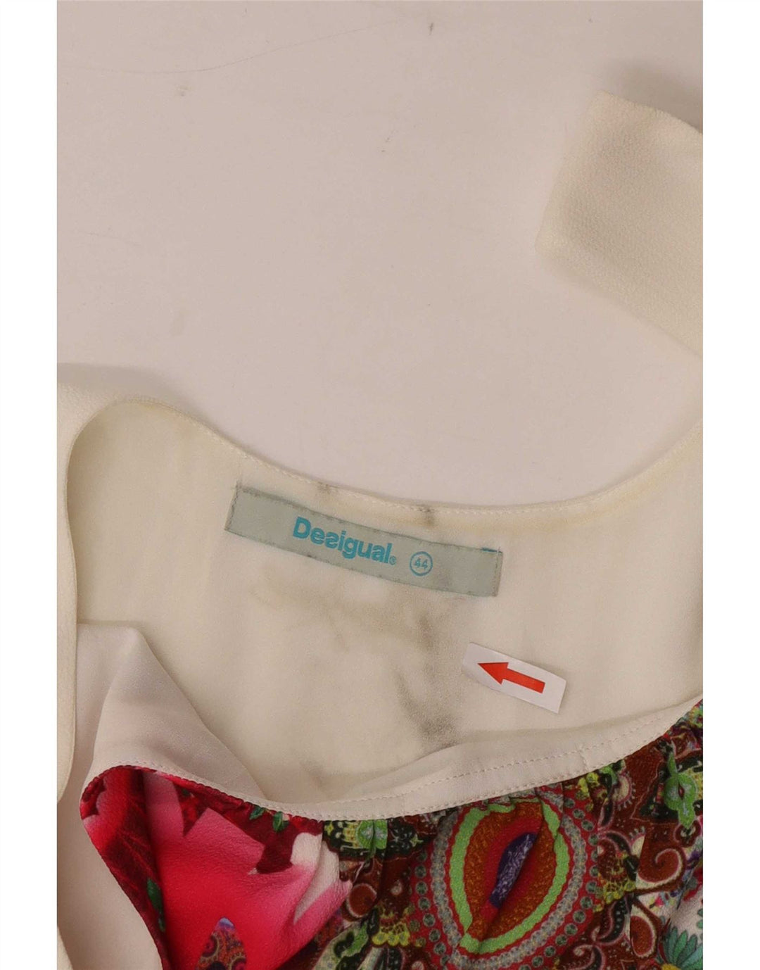 Túnica feminina sem mangas Desigual EU 44 XL branco floral poliéster