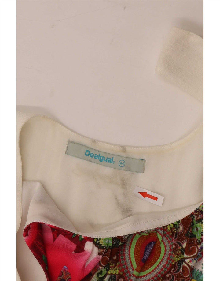 Túnica feminina sem mangas Desigual EU 44 XL branco floral poliéster