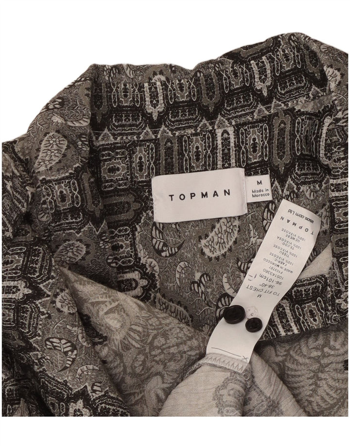 Camisa masculina TOPMAN cinza médio paisley viscose