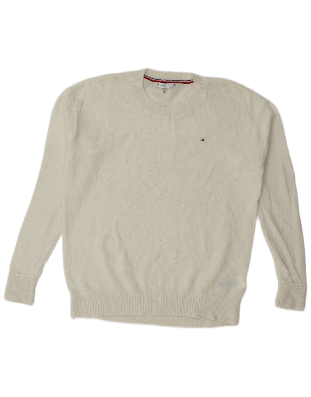 Tommy Hilfiger Suéter masculino com gola redonda XL lã branca