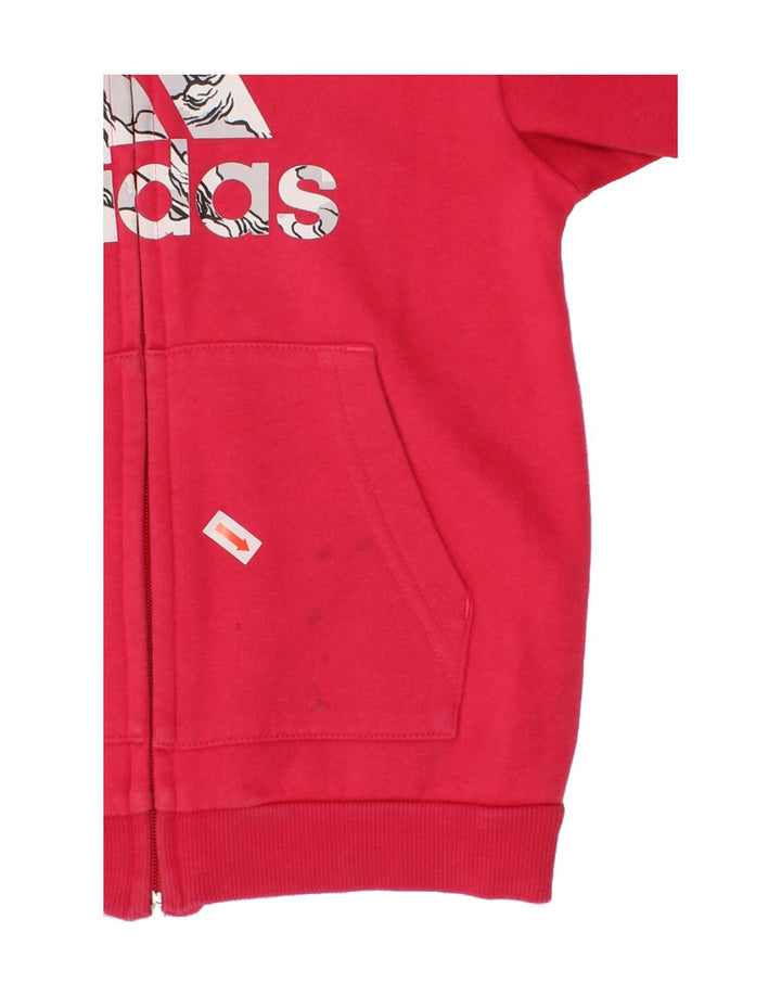 ADIDAS Girls Graphic Zip Hoodie Sweater 2-3 Years Pink Cotton Vintage Adidas and Second-Hand Adidas from Messina Hembry 