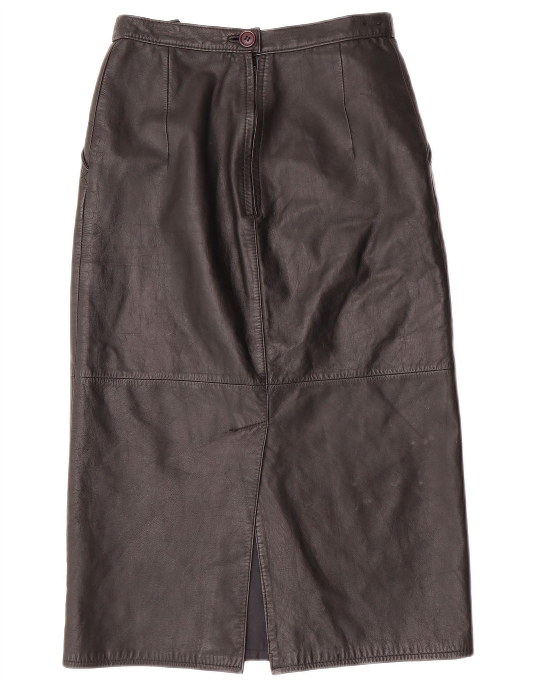 Saia feminina de couro de cintura alta CHALICE Reino Unido 8 pequena W24 couro preto