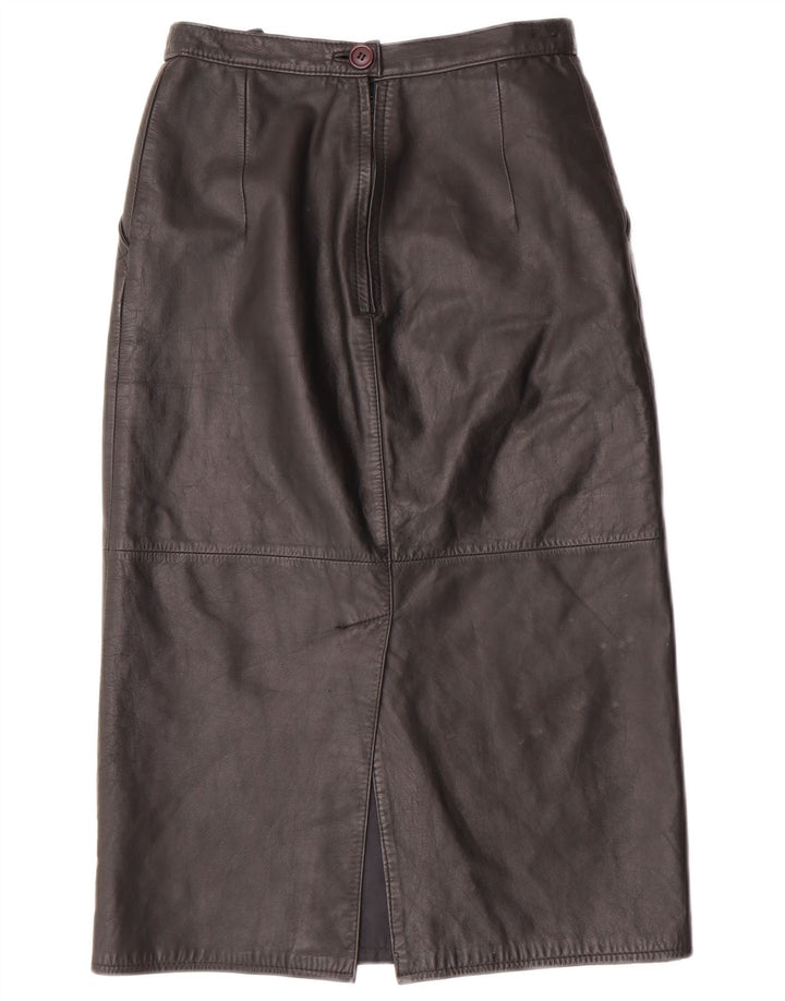 Saia feminina de couro de cintura alta CHALICE Reino Unido 8 pequena W24 couro preto