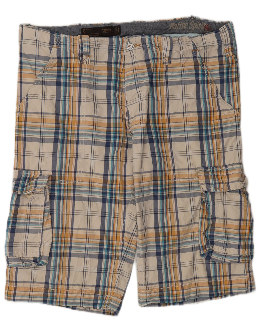 Shorts cargo masculino Marlboro Classics W34 grande algodão xadrez multicolorido